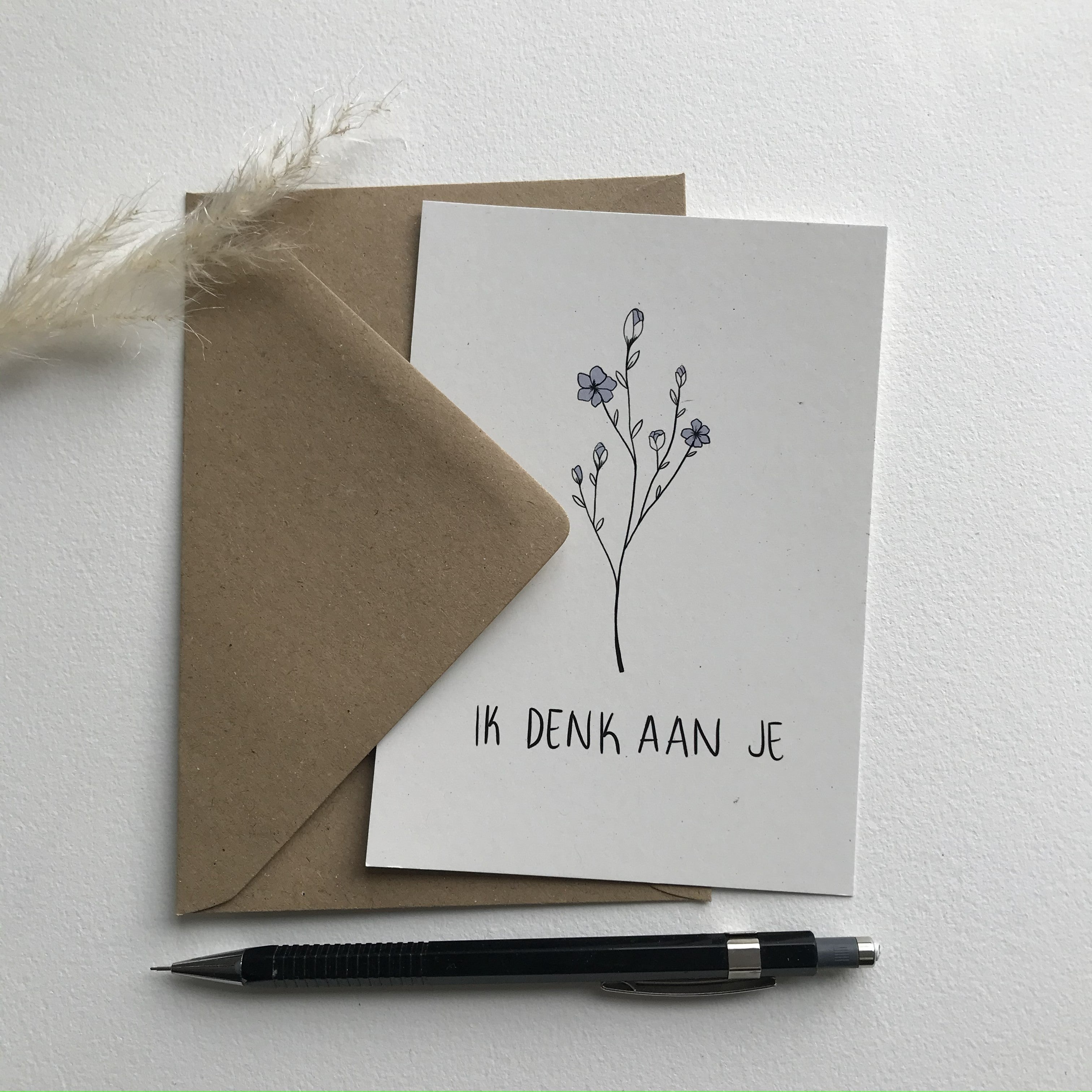 Wenskaart "Ik denk aan je"